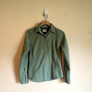 COLUMBIA Omni-Shade Sun Protection Rip Stop Long Sleeve Shirt Size Small Teal